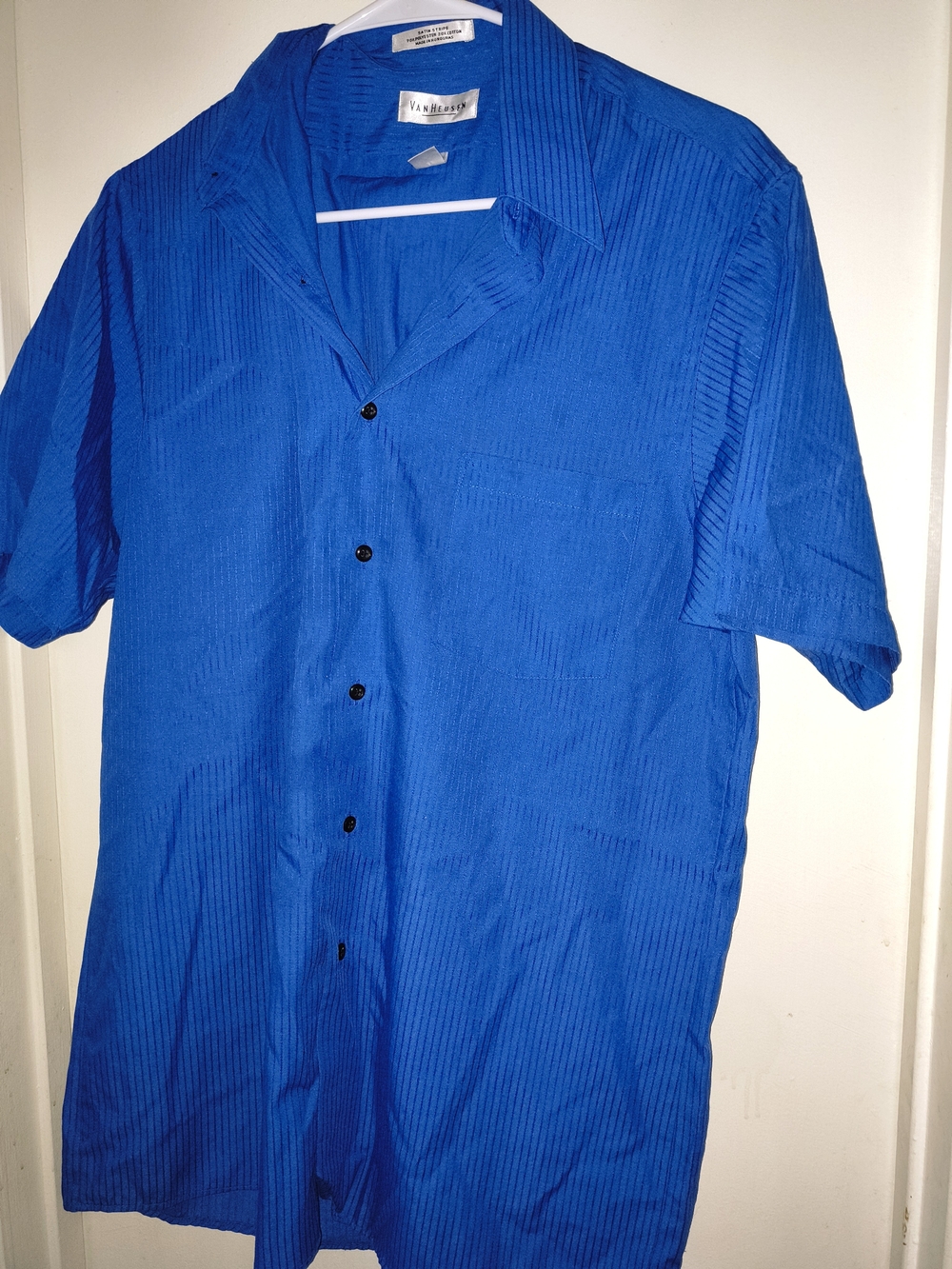 Van Heusen Men’s Short Sleeve Button-Up Shirt in Bright Blue